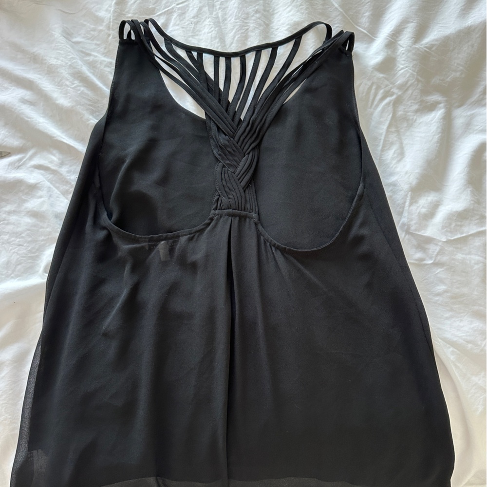 Flattering Black Cross Tank